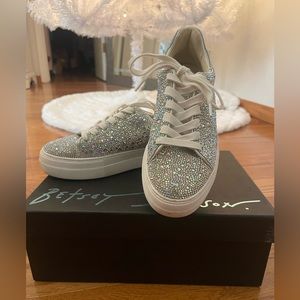 Betsey Johnson SB-Sidny Rhinestone Bling Laceup Sneaker